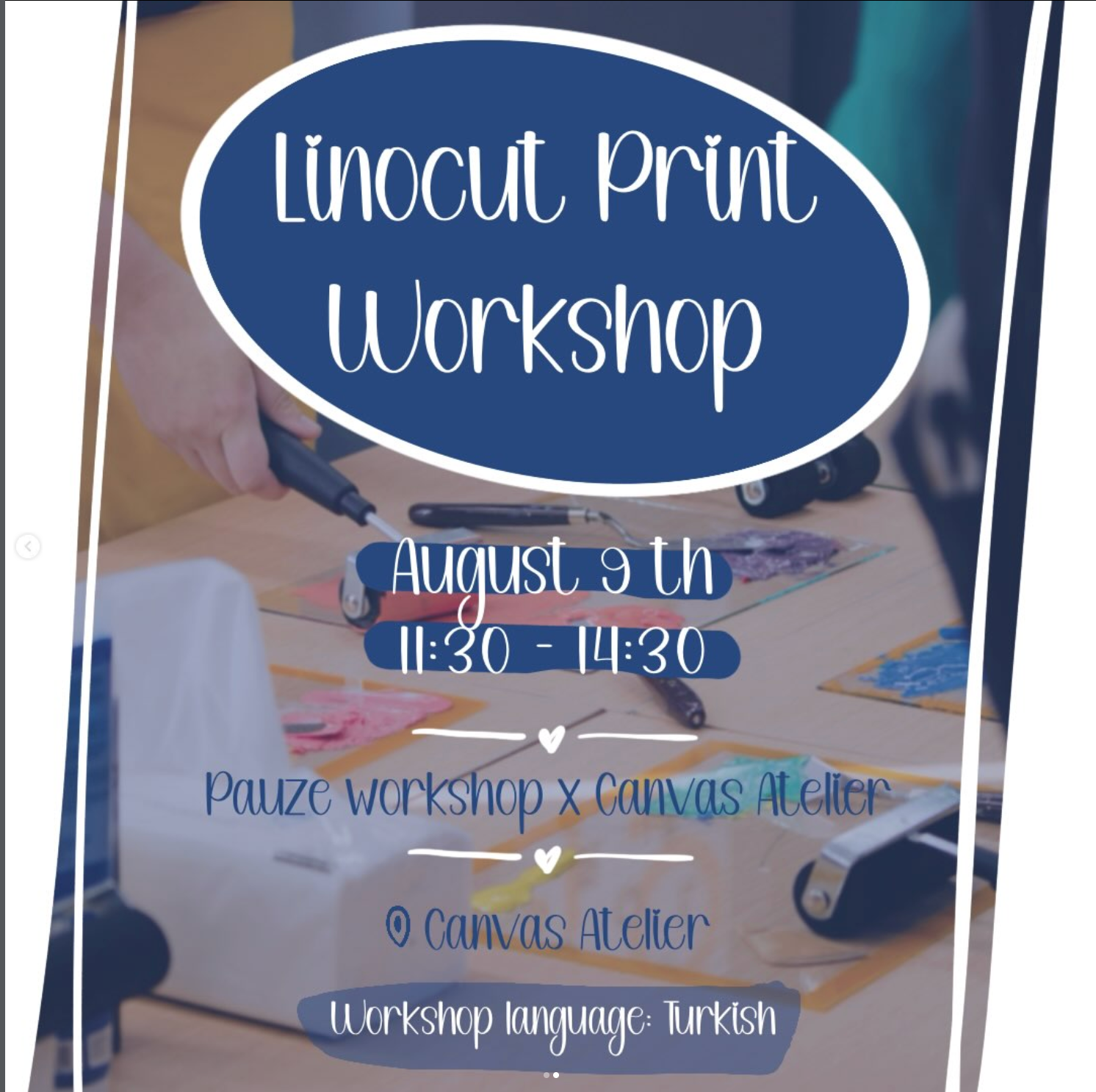 Linocut Printing Workshop by @pauzeworkshop