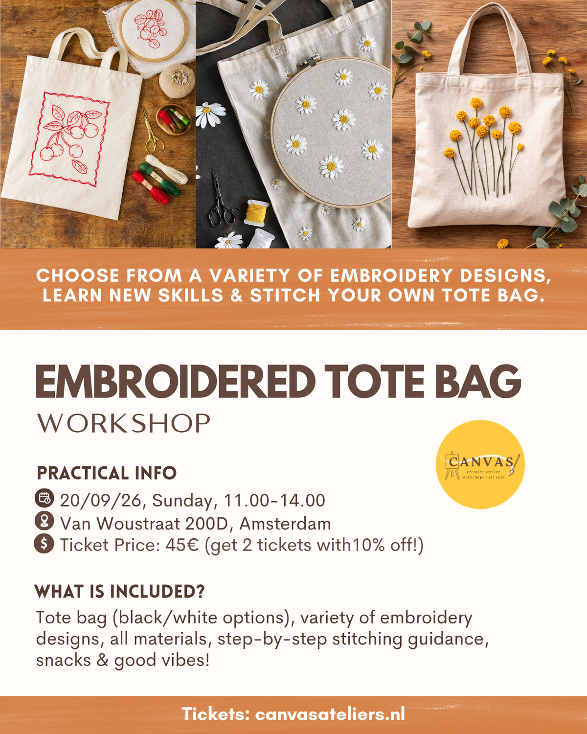 20/09- Embroidered Tote Bag Workshop