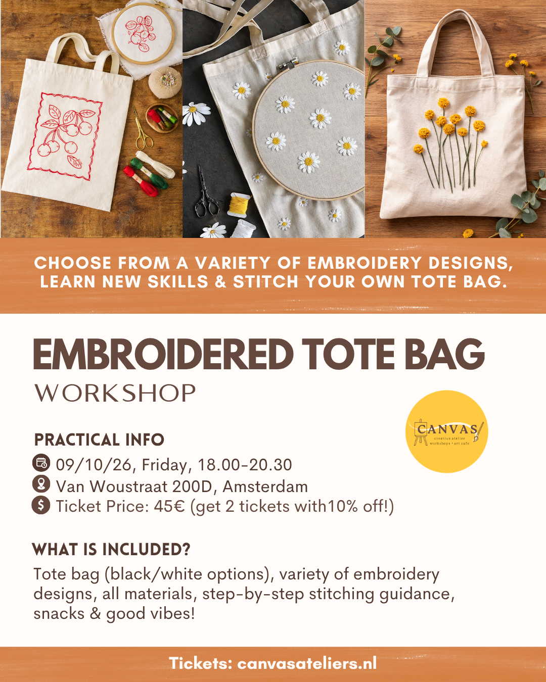 09/10- Embroidered Tote Bag Workshop (18.00)