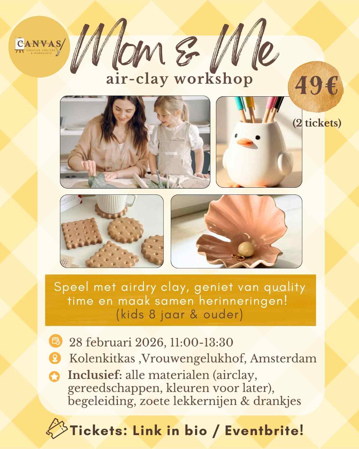 28/02 - Mom & Me AirClay Workshop  (voor ouders en kinderen 8 jaar & ouder)